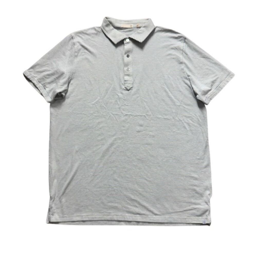 Tasc Performance Organic Cotton Blend Polo Men’s XL White Blue Stripe